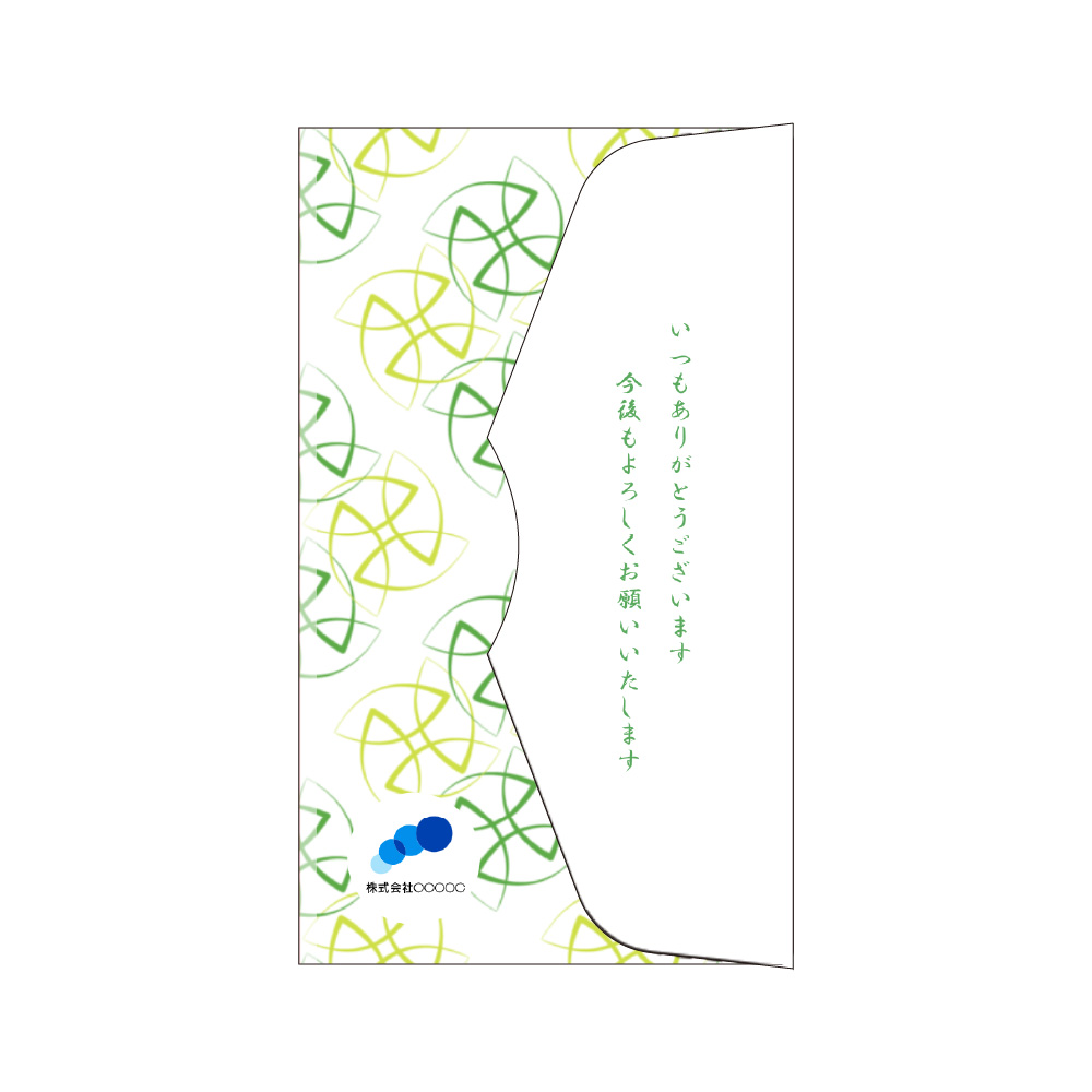 TUTUMI_四つ葉柄_白地緑